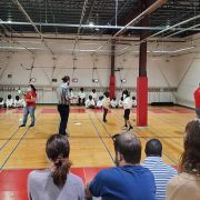 Fencers competing in the Y8 event of the Fall 2021 School Championship